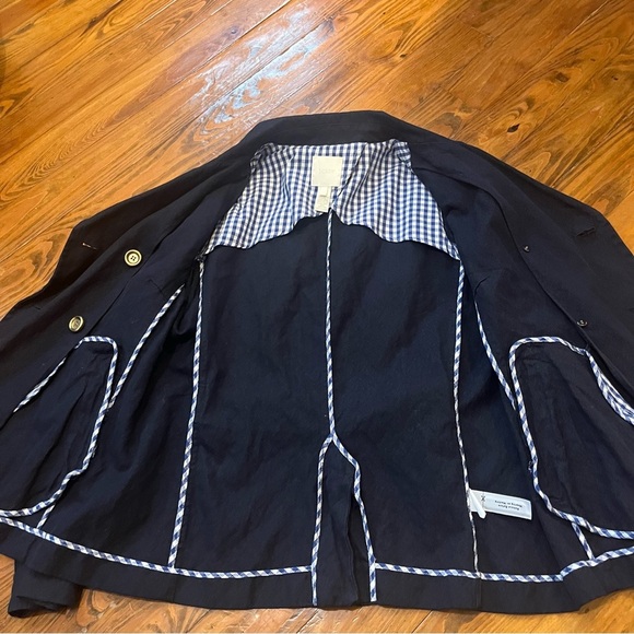 JCrew Women’s Indigo Blue Metallic ThreadDouble Breasted Peacoat Denim Jacket 12 - Picture 3 of 16